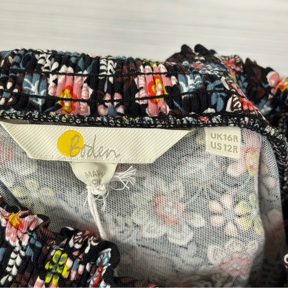 Boden Smocked Jersey Shift Dress Floral Print Multicolor NWT size 12 - Picture 11 of 13